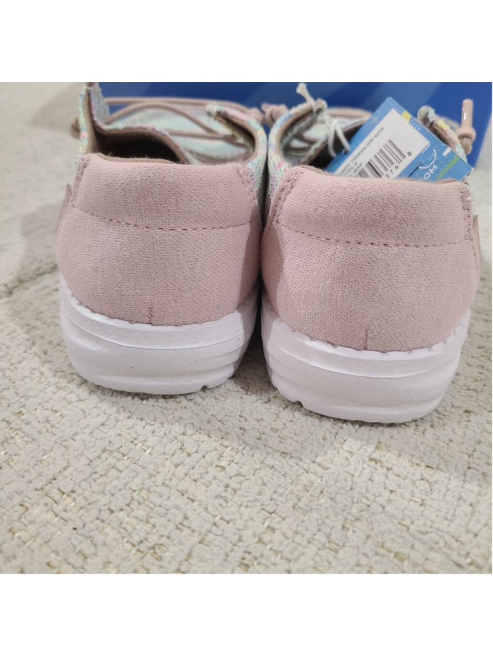 NEW Hey Dude size 10 Toddler Pink Wendy Stretch Sox Moc Shoes Pastel Rainbow - Picture 7 of 11